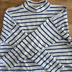 AYR all year round coastal white/blue mockneck long sleeve 100% cotton top sz S